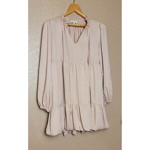 Pinch Womens Blush Pink Ruffled Long Sleeve Peasant Dress Top Size M